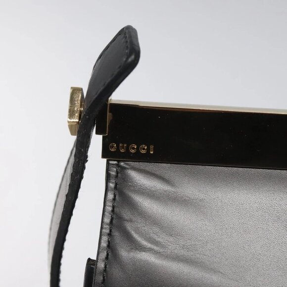 GUCCI Shoulder Bag Leather Gray Gold Auth JB010V - Picture 9 of 15